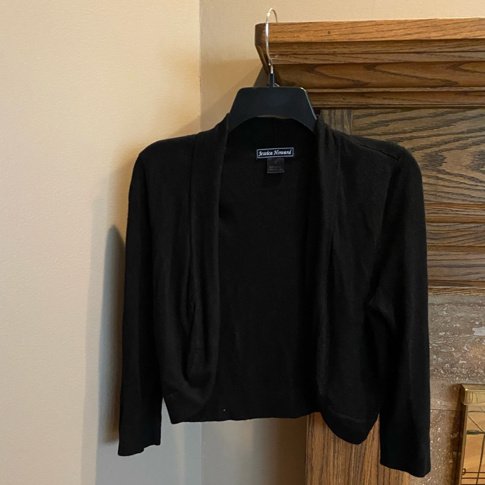 Black Jessica Howard crop sweater jacket